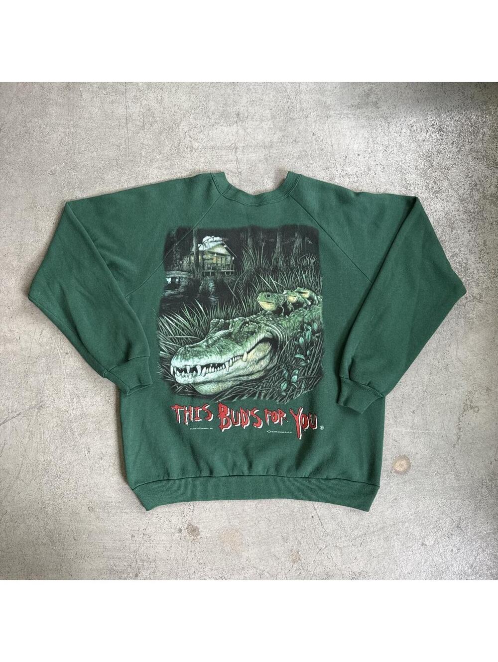 Vintage 90s Budweiser Crocodile  “This Buds for you” Crewneck Sweatshirt - Picture 2 of 5